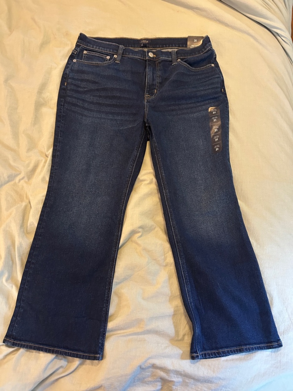 NWT J. Crew Women's Dark Blue Mid-Rise Flare Crop Jeans - Stretch Denim